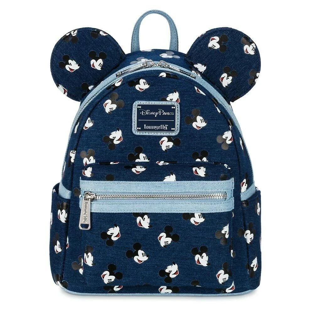 New with Tags Disney Parks Denim Mickey Mouse Loungefly Mini Backpack
